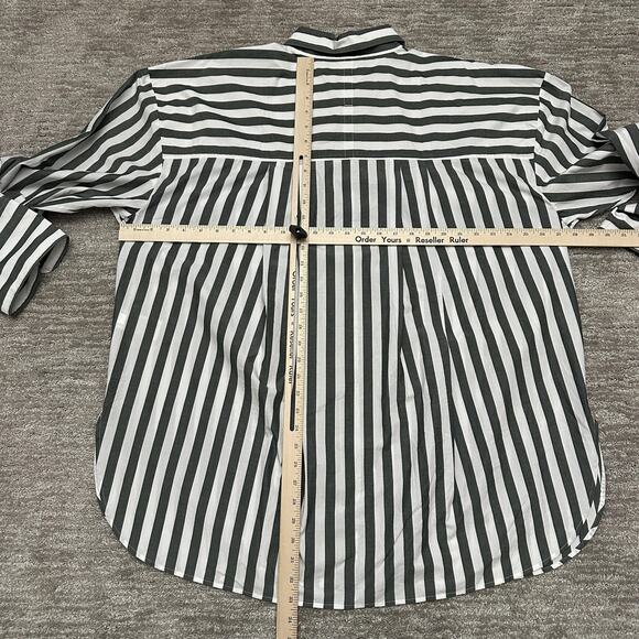 Banana Republic Shirt Womens XXL Gray White Striped Oversized Long Sleeve - Picture 11 of 13